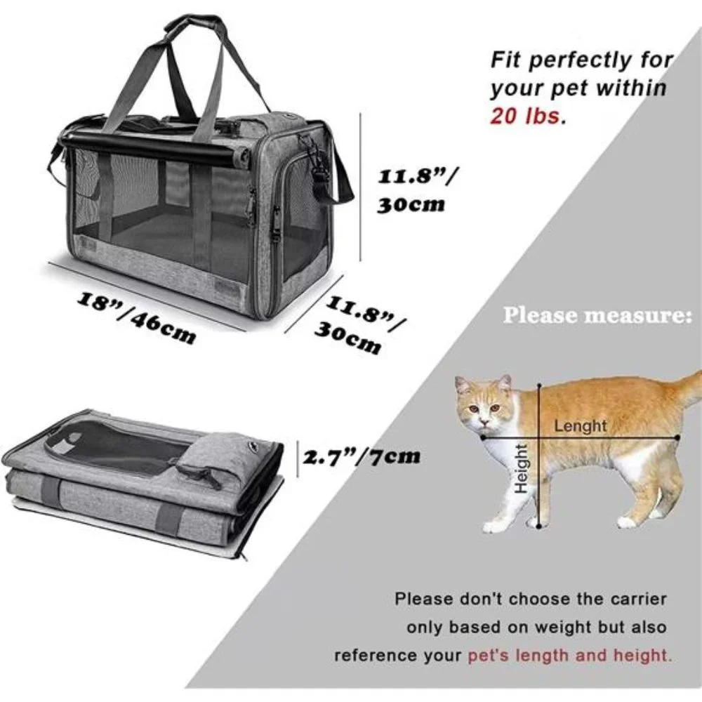 Pet Carrier for Large Cats, Soft-Sided Cat Carrier for Medium Big Cats and Puppy